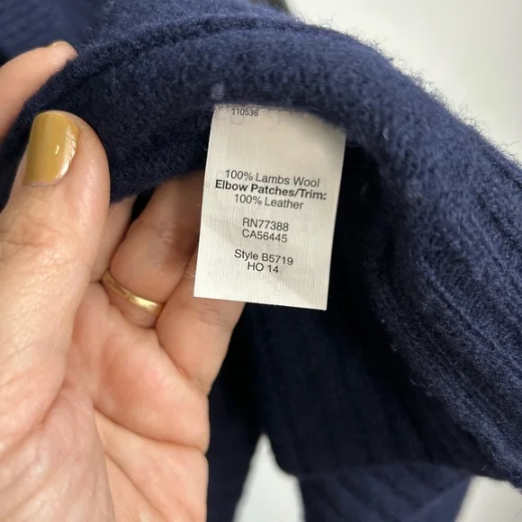 Madewell lambs wool w/ 100% leather trim pockets & elbow patches Size XS cardi - Picture 6 of 16